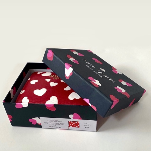 Kate Spade Love Heart Pop Printed Boxed Small Zip Wallet Red - Picture 4 of 10